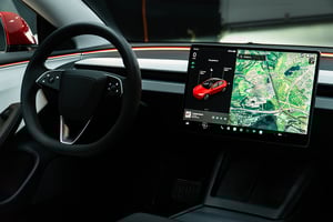 Red Tesla Model 3 Highland Interiour